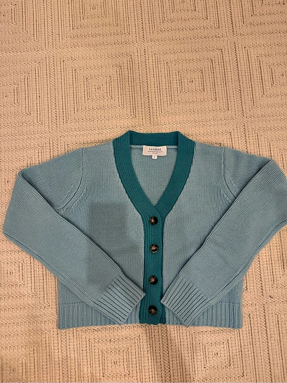 La Ligne Button-Front Cardigan in Blue Size Small Like New